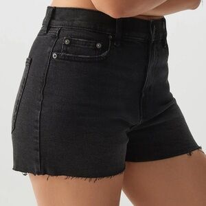 NEW H&M High Waist Black Denim Shorts Raw Hem Cut Off Size 16